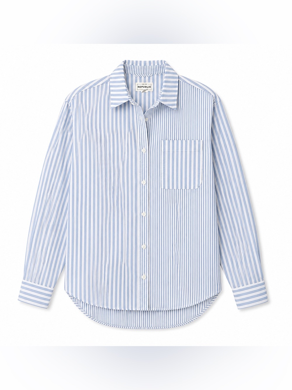 Madewell Republic Blue & White Stripe Button-Up Shirt